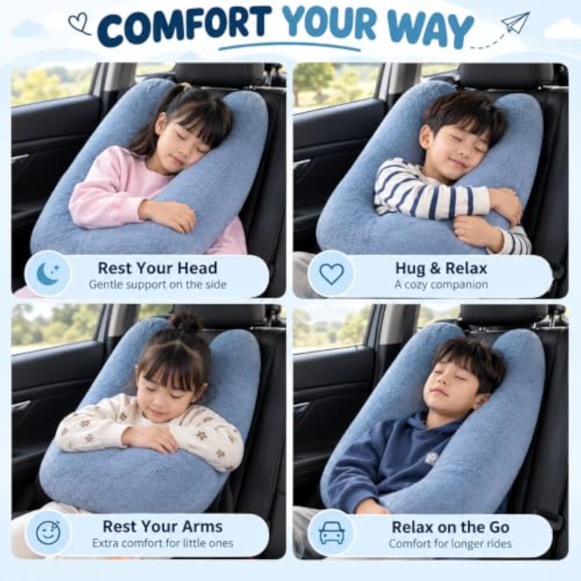 Travel Pillow for Car Sleeping, Adjustable Neck Support